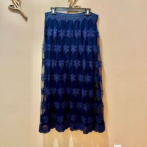 Cato Navy Blue Lace Maxi Skirt Size Large
